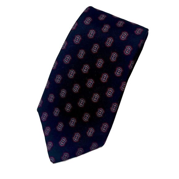 2for25 Christian Dior Silk Vintage Men Tie Black Geometric Luxury Retro Designer - Picture 6 of 11